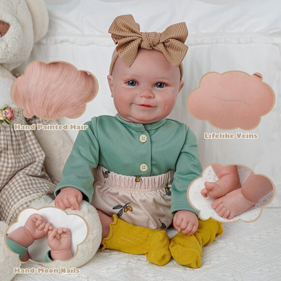 🆕20Inch Realistic Soft Vinyl With Weighted Cloth Body Elmer Girl Reborn Baby - Picture 6 of 10